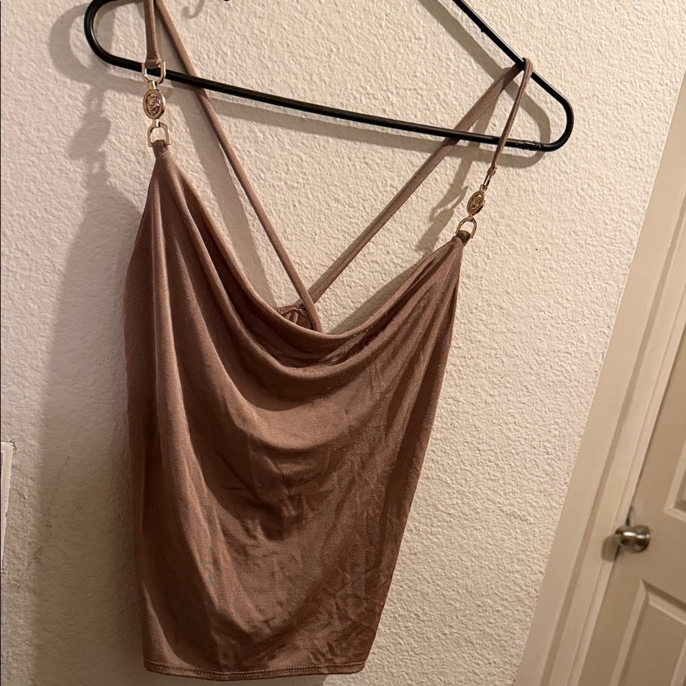 Elegant Tan Draped Cami Top